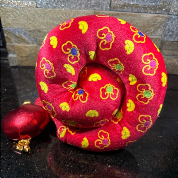 Chinese Lunar New Year Red Plush Snake with Chinese Hat, “Year of the Snake” - Picture 5 of 5